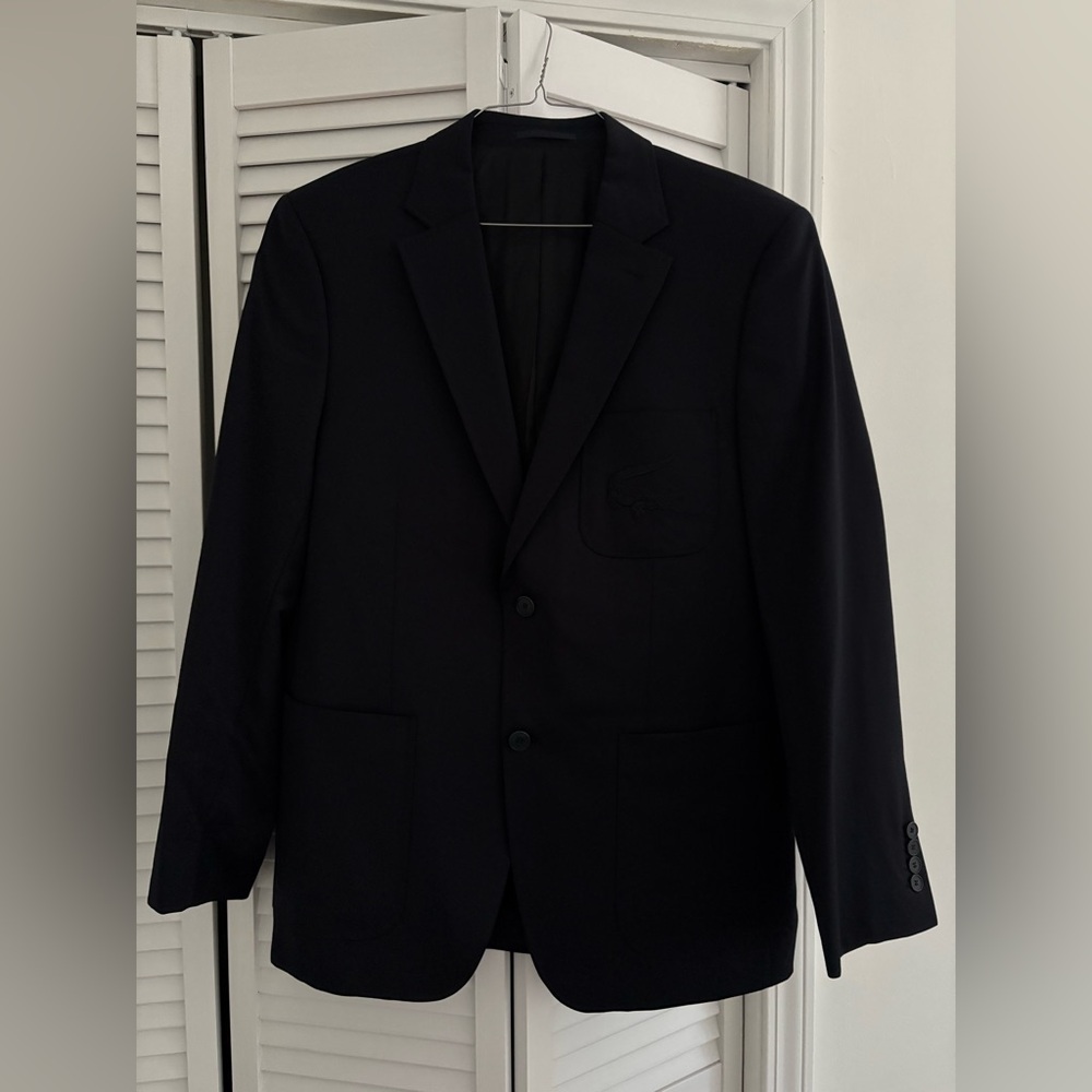 Lacoste Men's Elegant Dark Blue Navy Blazer with Iconic Logo